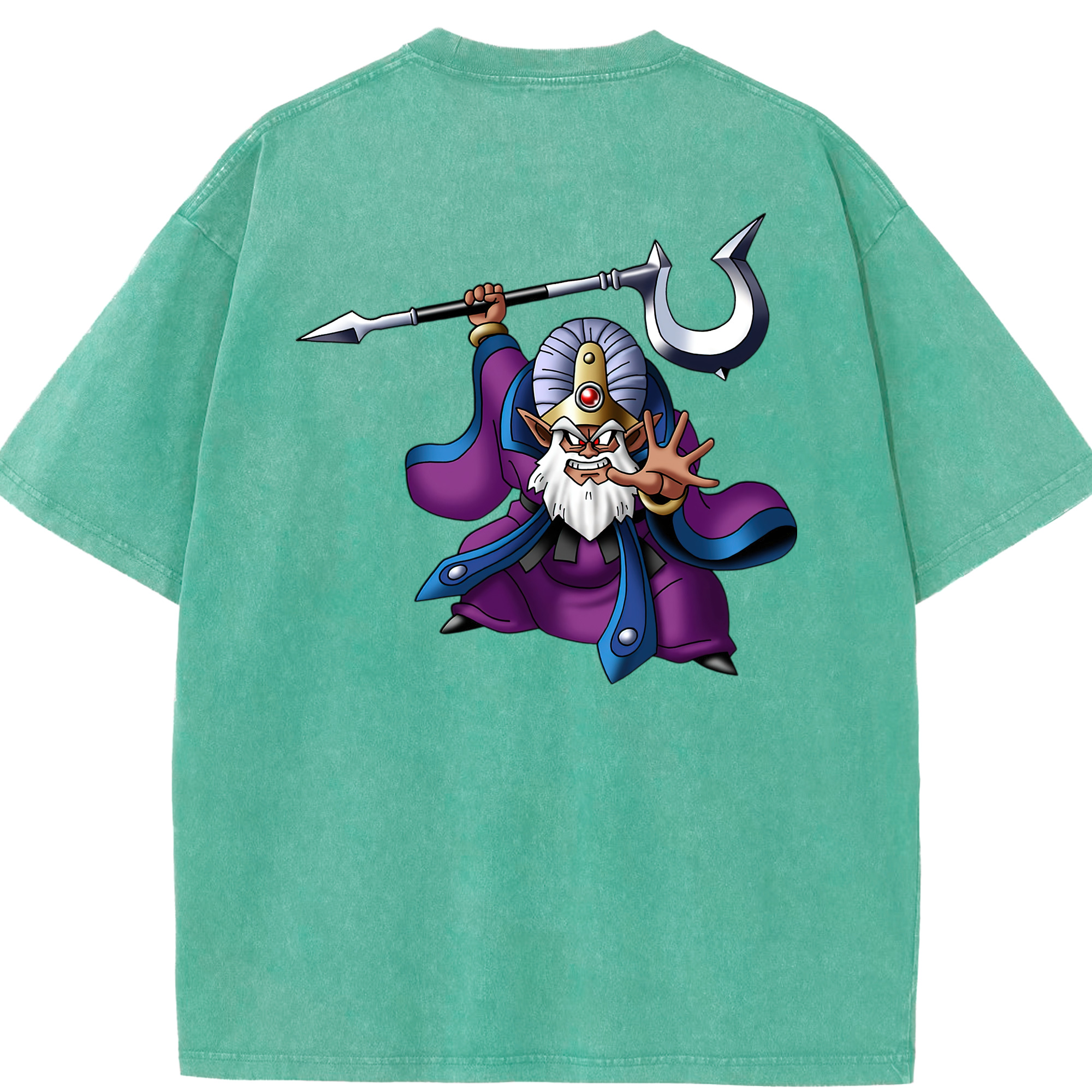 （画像用） ドラゴンクエスト Doragon Kuesuto Dragon Quest 綿100% ヴィンテージ風 半袖Tシャツ（背面プリント）